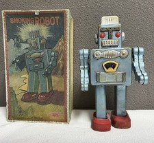 Retro smoking ROBOT Vintage aufwindbar blau selten nicht voll funktionsfähig