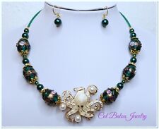 Rockabilly Vintage Kette und Ohrringe Tintenfisch Maritim Murano CatBalouJewelry