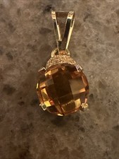 Anhänger Gg 750, Citrin, 9mm Durchmesser, Öse 6,5x4 mm, 1,35 Gramm