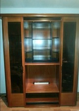 TV Hifi Center, edle Multimediawand, Hifi TV Anbauwand,Halogenstrahler, Nussbaum