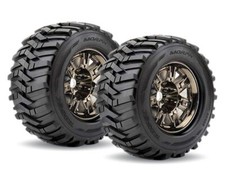 Roapex Morph Reifen 1/8 Monster Truck auf Chrome schwarzer Felge 17mm 1/2 Offset