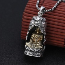 B32 Anhänger Bodhisattva Guanyin auf Lotosthron Sterling Silber 925