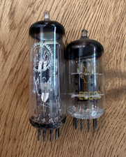 ECC83, EM84 - Zwei E-Röhren, Elektronenröhren, gebraucht: Valvo und Funkwerk