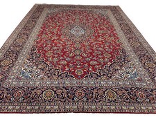 Perserteppich Kashan handgeknüpft mit Zertifikat 400x300 Top Zustand Rot