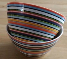 2 x iittala Porzellan Müslischalen Origo Streifen Orange Design Alfredo Häberli 