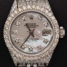 Rolex Datejust 6924 Diamant Lünette Jubiläum Uhr 26mm Mutter Aller Perlen 6.20ct
