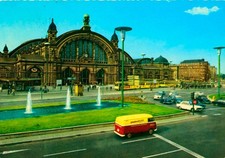 1502-Ansichtskarte Frankfurt/Main Hauptbahnhof Bundesbahn Straßenbahn Hessen