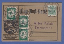 Dt. Reich Flugpost am Rhein und Main 3x30Pfg auf Karte Darmstadt 23.6.12
