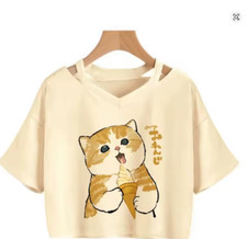Sommer T-Shirt bauchfrei Katze