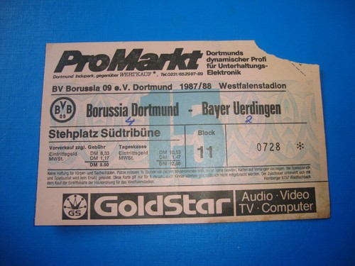 Ticket bvb dortmund kfc - 87/88,