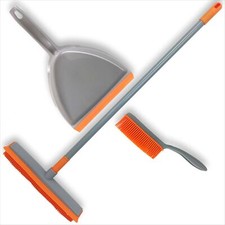3-teilig Set Gummibesen Handbesen Schaufel Besen Kehrgarnitur Kehrblech Kehrset