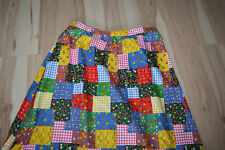 Langer Patchwork Hippie Boho Ethno Maxirock Karo & Blumen 70er, Gr. XS/S
