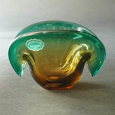 Seguso Muschel Schale Vase Murano Venedig Turmalin u. Bernsteinfarben V.AIO