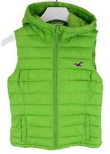 Hollister Weste Damen Klein Reißverschluss Gepolstert Kapuze Gesteppt Grün