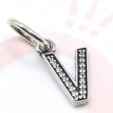 Pandora Charm "Buchstabe V" 791334 Filigran Alphabet Charm Zirkonia Silber 