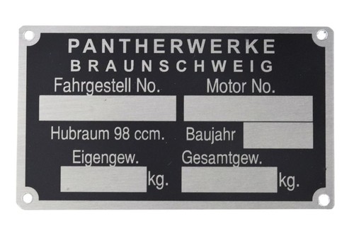 Typenschild für panther - für,
