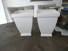 2 stilvolle Blumentöpfe cremeweiß quadratisch H 20 cm - 15 x 15 cm