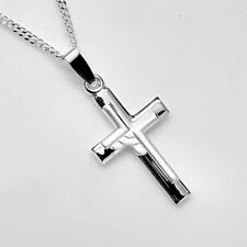 Kreuz Anhänger mit Namensgravur, Sterling Silber 925,  Kommunion,Taufe-& Kette