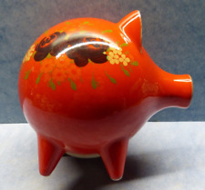 23822. Hübsches Sparschwein  Spartopf  Spardose rot geblümt Waechtersbach