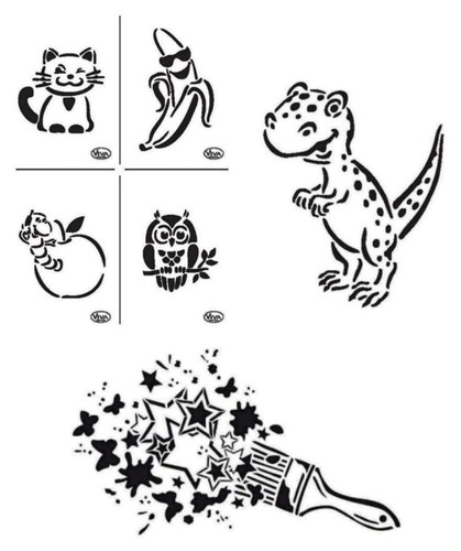 Schablone pinsel apfel - apfel, dino