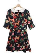 HELL BUNNY Strickkleid Damen Kleid Gr. DE 36 hellorange-rot-schwarz Elegant