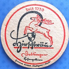 Alter Bierdeckel Hirschbräu Dettingen Hohenzollern um 1940-50 mit Impressum