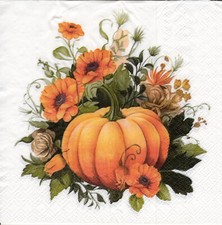 3 Servietten ~ Herbst, Kürbisse, Mohnblumen, Erntedankfest ~ 33x33