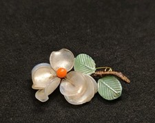 Alte Glasbrosche Blume