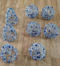 8 Teile ❄️Christbaumkugeln-Schmuck, silberfarben, Glitter, blau, Weihnachten❄️