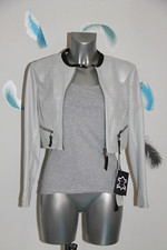 Jacke Bolero Leder Perforiert Jeans Sebastien Vasall Größe 38 Fr Wert 195 Euros