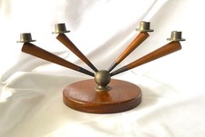 Messing Teak Kerzenständer 60er Jahre Mid Century Kandelaber