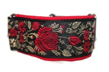 Windhundhalsband -  Zugstopp - Rosen - 4cm oder 5cm breit - gepolstert