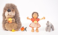 4-tlg. Vintage Konvolut Steiff Tiere Igel Joggi Mucki Mobile-Fisch und Pudel