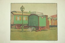 MAX ZACHMANN Heidelberg 1892-1917 Expressionismus Lithographie "Zirkus" handsig.