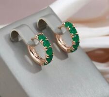 Damen Ohrringe/Creolen 14k 585 RG Gold Rosegold Grüner Zirkonia 1,7 cm 