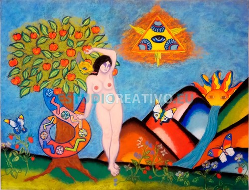 Eva pastellmalerei 65x50 cm - pastellmalerei,