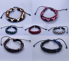 Damen Herren Leder Armbänder Wickelbänder Armband Länge  verstellbar