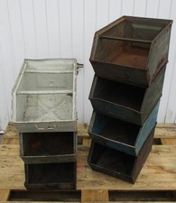7x DDR Lager Sichtbox Blech Box Metall TGL 9390 Größe II  Werkstatt Loft Vintage
