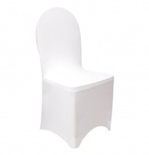 Neue Stuhlhussen 10er Set Stretch Stuhlbezug Stuhlüberwurf Weiß für runde Stühle