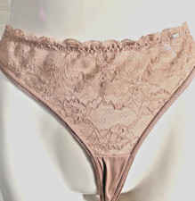 "Hunkemöller"String Slip Panty Dessous Lingerie nude haut farben Spitze Gr.L Neu