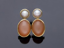 Ohrstecker Mondsteine Zucht Perlen 585 Gold 14 Karat Deta Schmuck