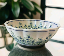 Original Bunzlauer Keramik Salat Schüssel Schale 2 L Handarbeit Blaubeere Dekor