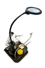 LED Tischlupenleuchte Lupe mit Zubehör Dritte Hand Metallschwamm Kolophonium Set