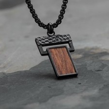 Holzkern Herren Edelstahl Kette transcendent-koa-antiksilber