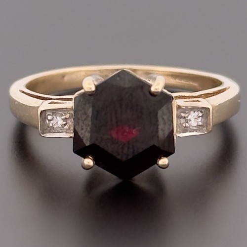 Ring gelbgold granat - gelbgold, mit