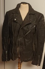 Tigha Echtlederjacke  dunkelbraun Bikerjacke gr. S Neu Unisex Lederjacke 