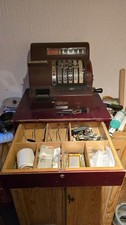 Alte Registrierkasse National Antik Vintage  Shabby Ladendekoration Weinrot