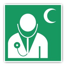 Arzt - Rettungszeichen Rothalbmond-Variante - E009 - grün / weiß - DIN EN ISO...