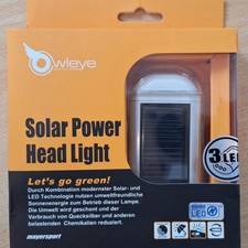 OWLEYE Solar Power Head Light - Fahrradlicht mit Solarpanel - Fahrradbeleuchtung