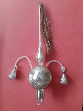 alte Weihnachtsbaumspitze silber Glas mit Engelshaar Christbaum Spitze Vintage